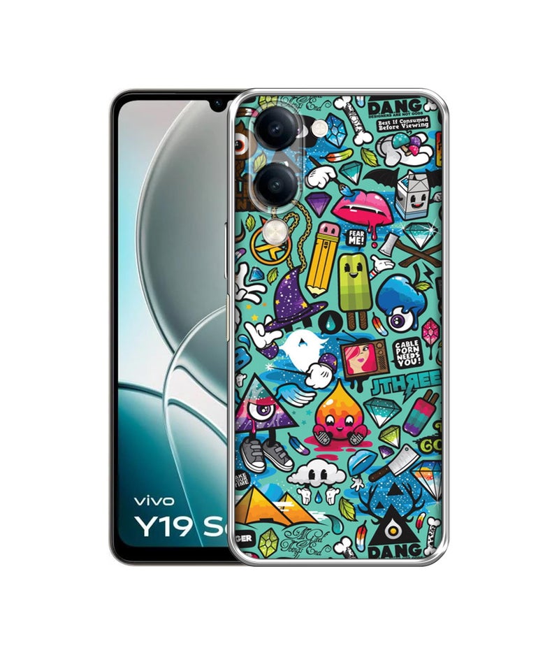 Casotec Crazy Design Printed Silicon Soft TPU Back Case Cover for Vivo Y04 4G / Y19e 4G / Y19 5G / Y29s 5G / T4 Lite 5G / iQOO Z10 Lite 5G - Image 1