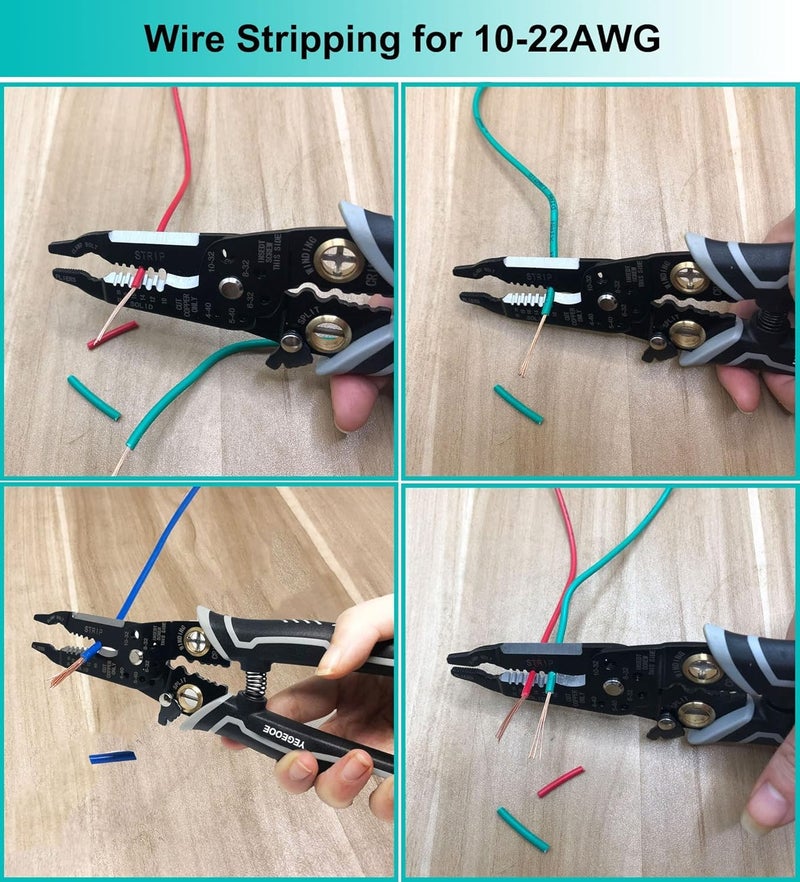 LESIGE 9in1 Wire Cutter MultiFunction Wire Stripper Tool 9in1 Wire Cutter Stripper Crimper Stripping Cutting and Professional Wiring Tool for Electricians and DIY Enthusiasts - Image 4