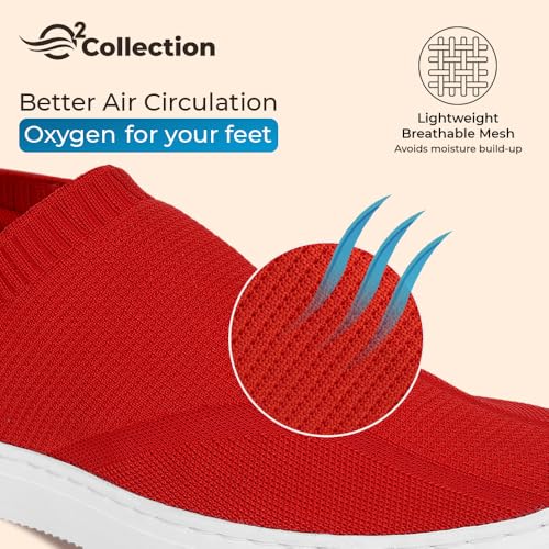 YOHO FreeStep spacious and casual slip on shoes | Comfortable for long hours of walking | Outperforms memory foam | Arch support Insole | Coral Red - UK 8 - Image 3