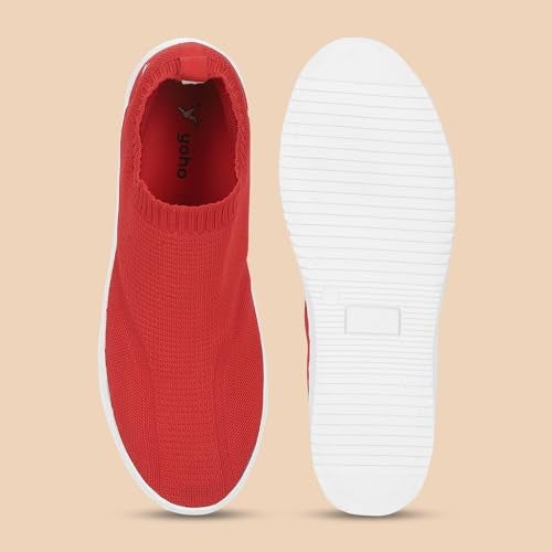 YOHO FreeStep spacious and casual slip on shoes | Comfortable for long hours of walking | Outperforms memory foam | Arch support Insole | Coral Red - UK 8 - Image 4