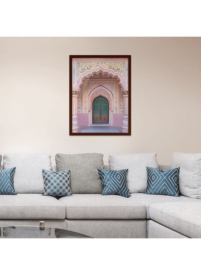 آرت دیکور  لوحة فنية مؤطرة بطباعة راقية لباب قصر هندي، بتصميم معماري راجستاني وقوس مغولي يعكس التراث الثقافي، ديكور جداري أنيق لغرفة المعيشة أو النوم أو المكتب أو الفنادق أو الاستوديو، ومثالي لتزيين المنزل. - Image 2