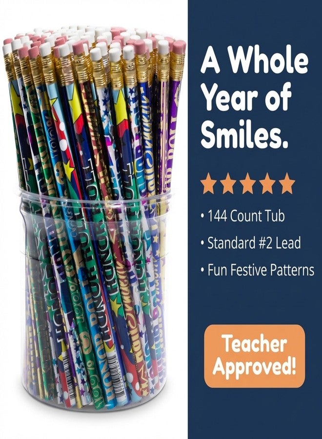 Anderson's Honor Roll Pencil Tub, Fun & Colorful Pencils, Perfect for School Supplies, Classroom Rewards, Creative Writing, Party Favors, and Motivational Gifts, Set of 144 - Image 2