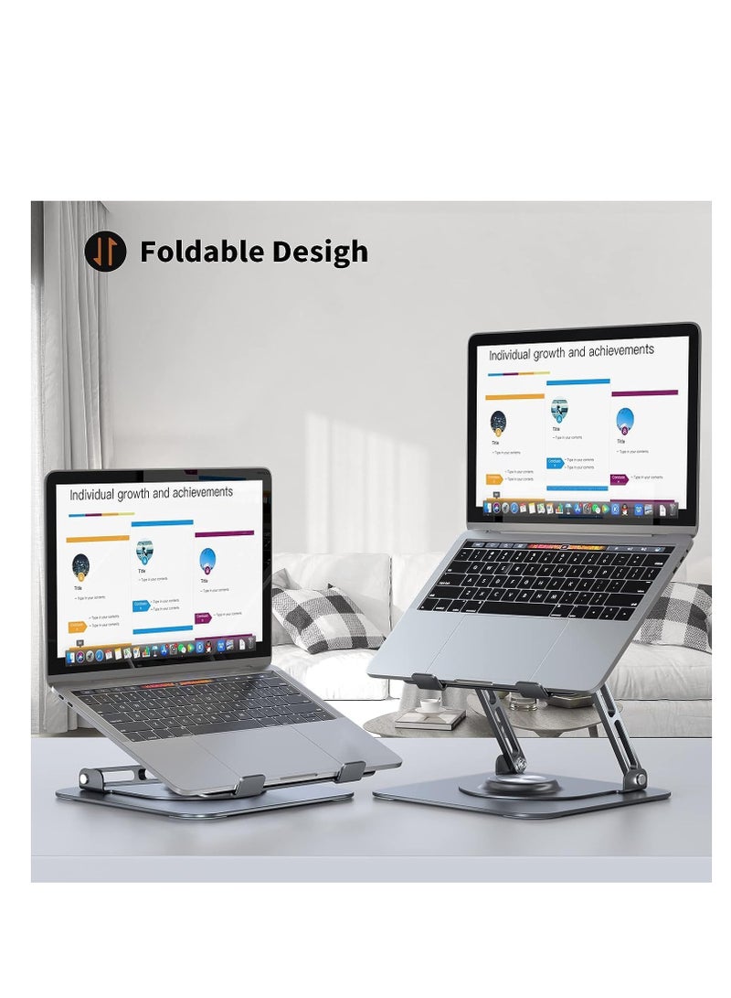 KHAMI-CO Ergonomic Foldable Laptop Stand – Adjustable Height & Angle Steel Holder for 10-16" Laptops | Portable Desk Organizer for Home, Office & Travel – Compatible with MacBook, Dell, HP, Lenovo, ASUS  - Image 2