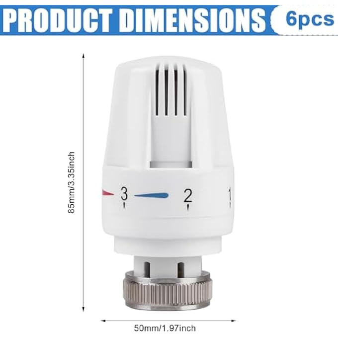 THERMOSTATIC HEAD M30 X 1.5 RADIATOR PACK OF 6: THERMOSTATIC VALVE RADIATOR ANTI-FROST HEATING CONTROLLER RADIATOR THERMOSTAT HEATING THERMOSTAT FOR BATHROOM RADIATOR VALVES - Image 3