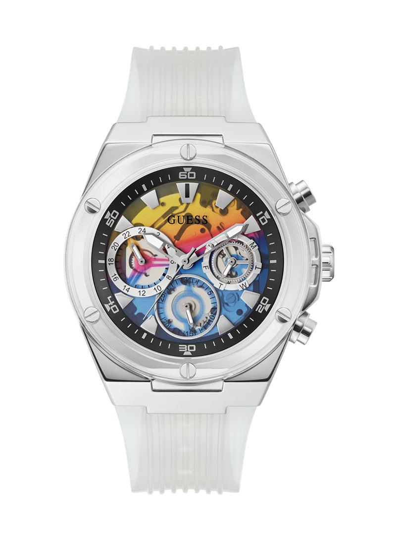 Guess Men's White Chronograph Silicone Strap Watch - GW0425G4 - Image 1