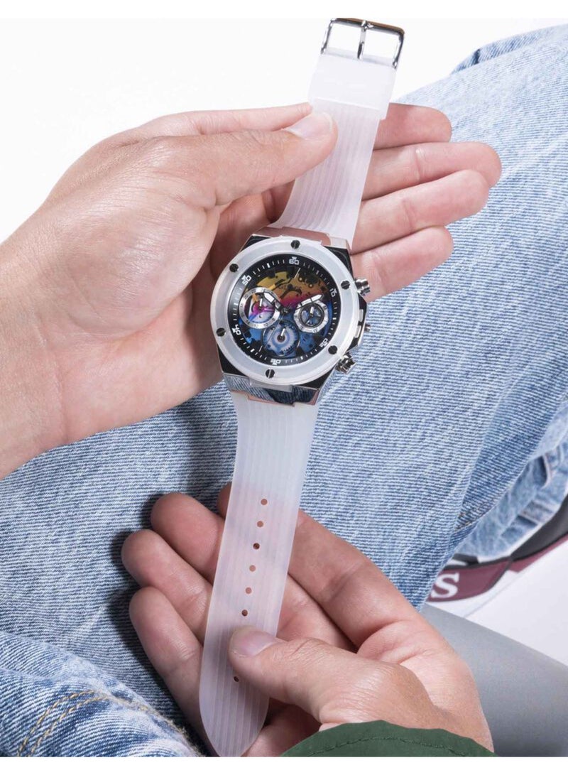 Guess Men's White Chronograph Silicone Strap Watch - GW0425G4 - Image 5