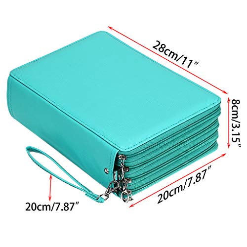 BTSKY 200 Slots Colored Pencil Organizer - Deluxe PU Leather Pencil Case Holder With Removal Handle Strap Pencil Box Large for Colored Pencils Watercolor Pencils (Green) - Image 5