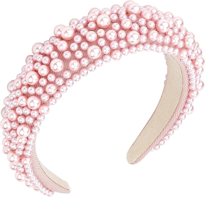 Pink Beaded Headband Pink Pearl Effect Hair Band Comfortable Fashion Alice Band Hen Party Bridesmaid Flower Girl Mermaid Dress Up TRIXES