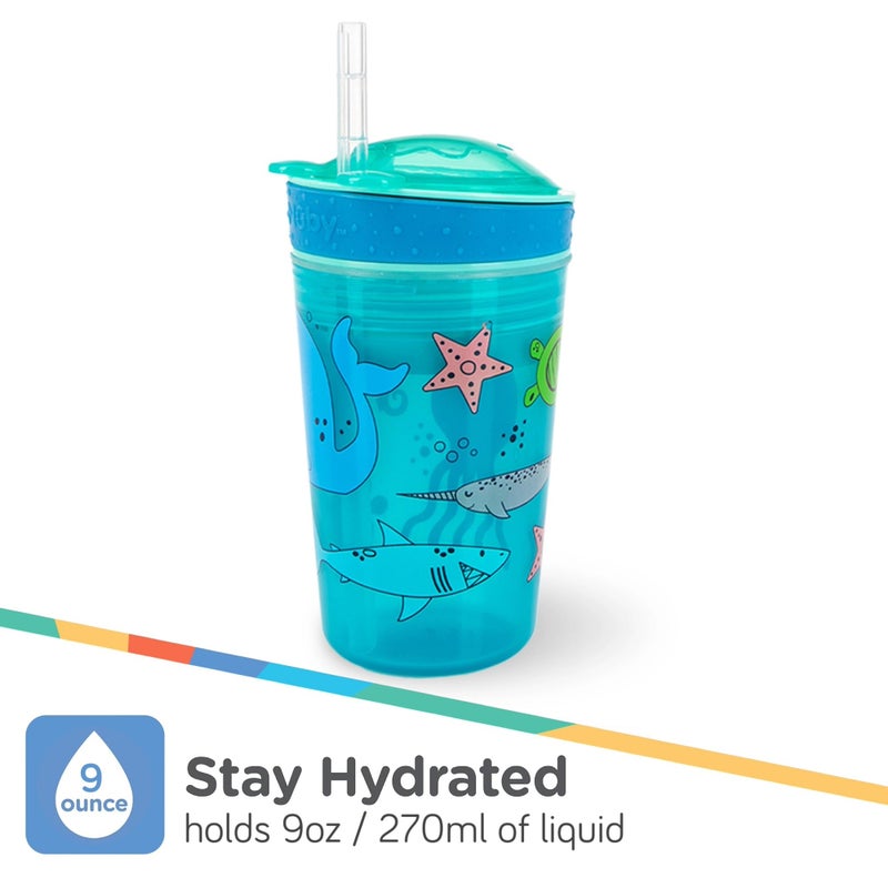 Nuby All In One Snack Bowl And No Spill Soft Straw Cup - 1 Pack Multicolor Snack N' Sip - Holds: 4.5 Oz Container With Lid And 9 Oz/ 270 Ml Straw Cup (12 Months +) - Image 4