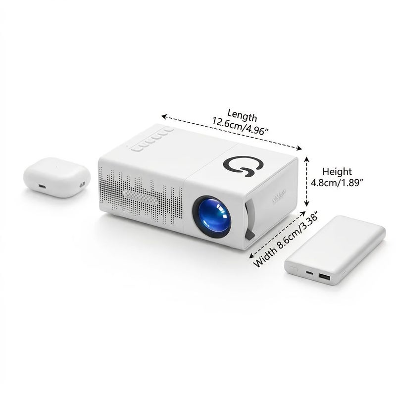 Mini Projector with 1080P Decoding Quick Focus Trapezoidal Correction 180 Degree Rotatable Built-in Speaker USB and Memory Card Support for Travel - Image 3