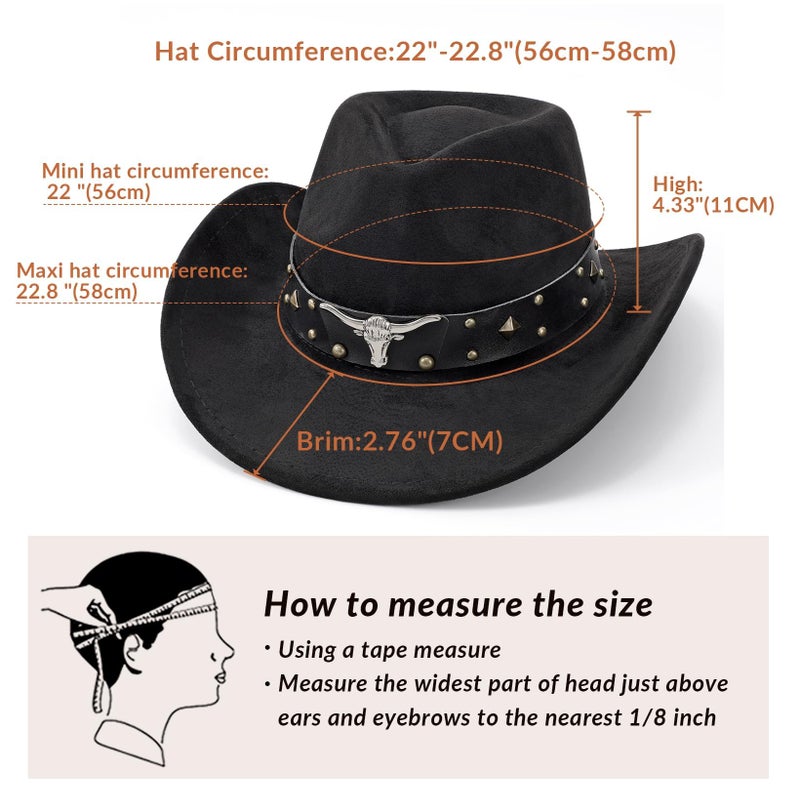 SANSTHS Cowboy Hats for Men Women Cowgirl Hat Wide Brim Felt Hats Western Leather Cowboy Hats for Lover - Image 5