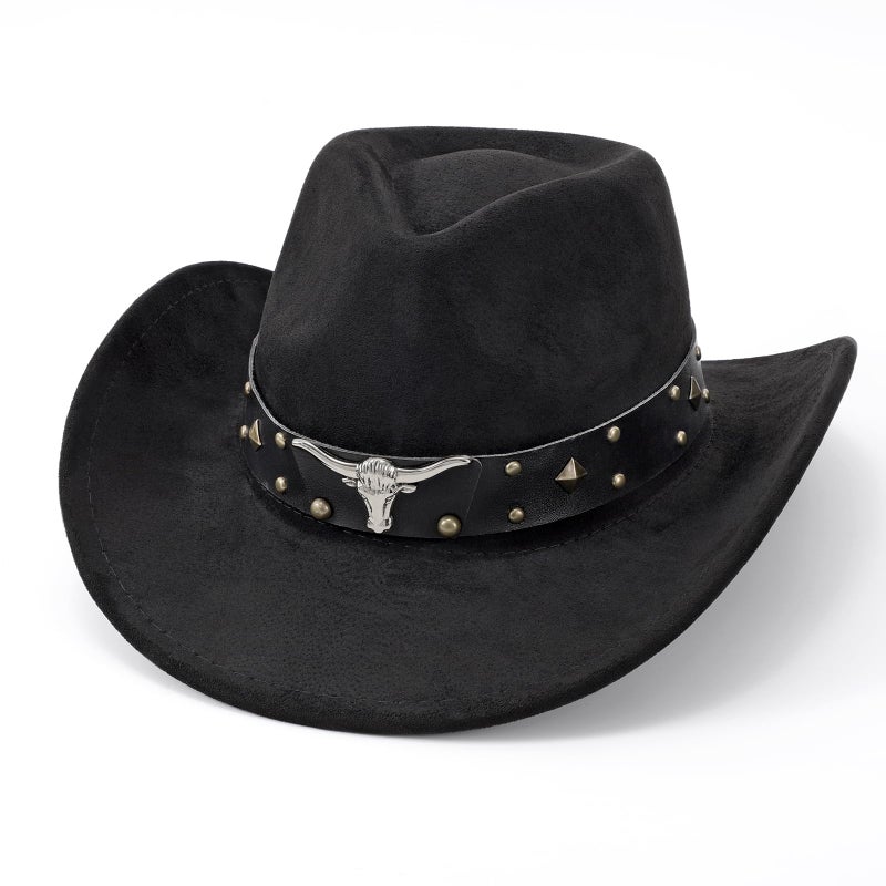 SANSTHS Cowboy Hats for Men Women Cowgirl Hat Wide Brim Felt Hats Western Leather Cowboy Hats for Lover - Image 1