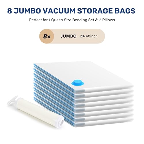 Simple Deluxe 8 Jumbo Space Saver Bags Vacuum Storage Bags Vacuum Seal Bags with Hand Pump for Comforters Blankets Bedding Pillows and Clothes - Image 3