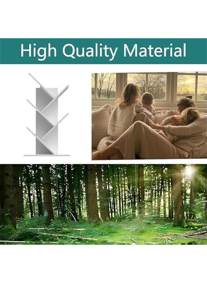 HOOKOR Tree Bookshelf, 5 -Tier Book Storage Organizer Shelves Floor Standing Bookcase, Wood Storage Rack for Office Home School Shelf Display for Cd/Magazine (White)  - Image 4