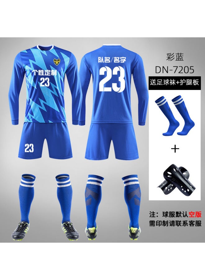 Men's Long Sleeve Football Jersey Training Suit Breathable Team Clothing Blue