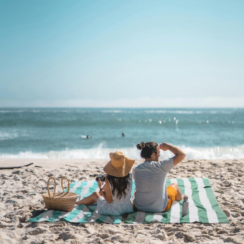 WILFA Extra Large Beach Towel - Oversized Mircofiber 40 x 70 inches, XL Striped Lightweight Pool Towel, Big Cabana Swim Travel Towel for Adults Mens Women,Teal - Image 4
