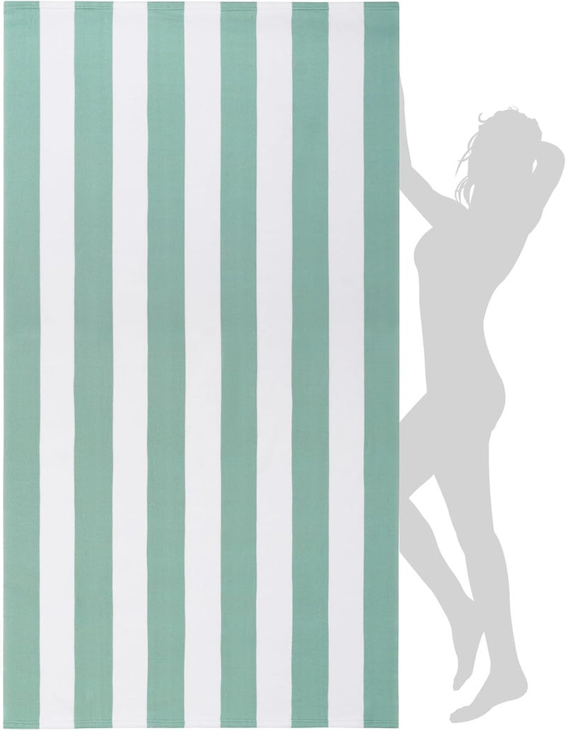WILFA Extra Large Beach Towel - Oversized Mircofiber 40 x 70 inches, XL Striped Lightweight Pool Towel, Big Cabana Swim Travel Towel for Adults Mens Women,Teal - Image 1