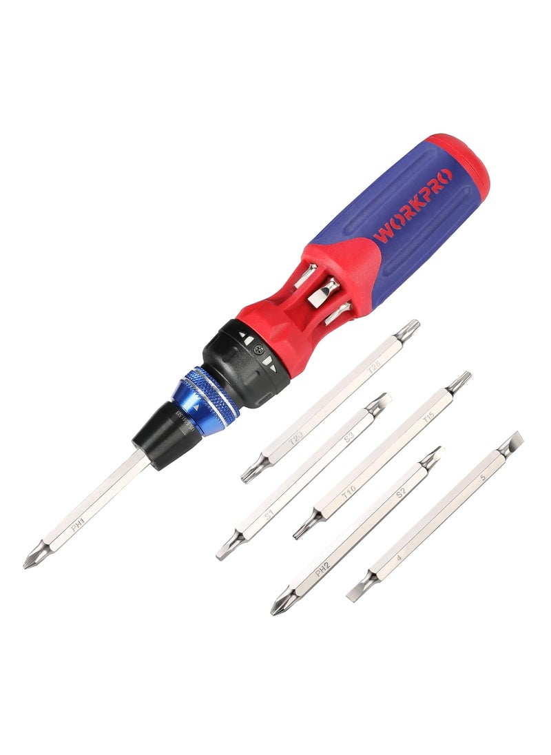 WORKPRO - WORKPRO 12-in-1 Multi-Bit Ratcheting Screwdriver, Quick-load Mechanism Bits Hold in Handle - Image 1