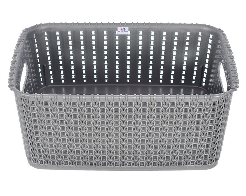 Kuber Industries Heart Home Multipurposes Large M 20 Plastic Basket, Organizer For Kitchen, Countertop, Cabinet, Bathroom With Lid (Grey) -46HH070 - Image 4