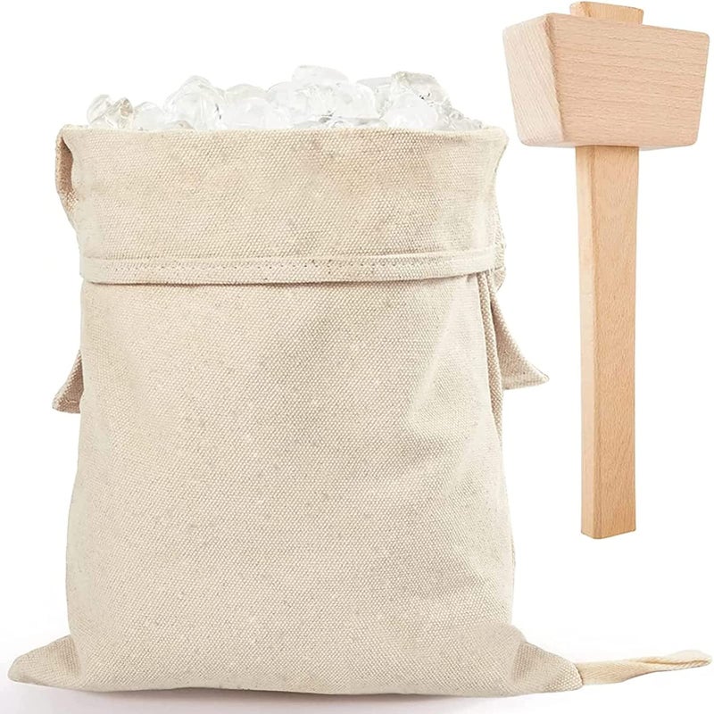 ANPHSIN Professional Lewis Ice Bag with Mallet Set153  86 In Reusable Canvas Ice Crusher Bag with Wooden Mallet for Home Kitchen Bar Party Ice Crushing 