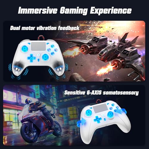 Gamrombo LED Wired Controller for PS5/PS5 Pro/PS5 Slim, Compatible withPS4/PC with 3.5mm Headphone Jack/Dual Vibration/Macro Function/Trubo Function, 10ft Cable - Image 4