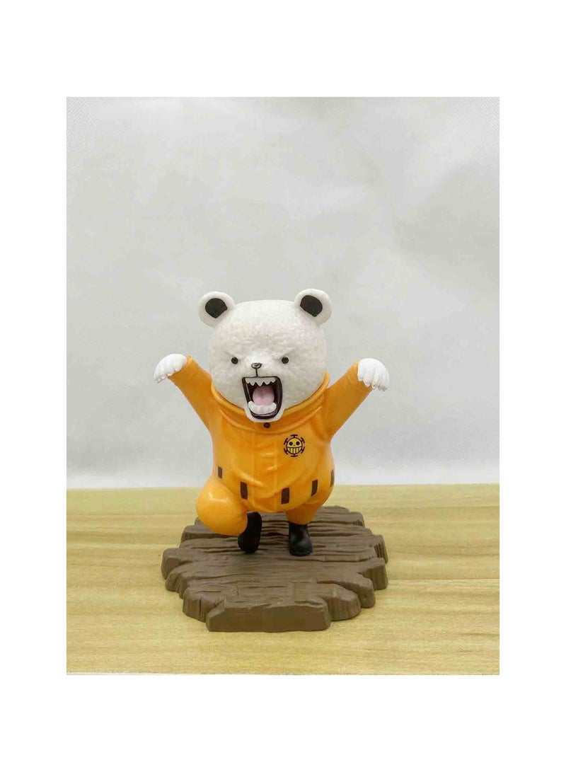 Sailing Animation Pirate Cute Pet Series Yellow Kung Fu Bebo Bear Hand Model Q Version Of The Fierce Kung Fu Bear Golden Rooster Stand Bebo Bear Model Ornaments 13Cm 