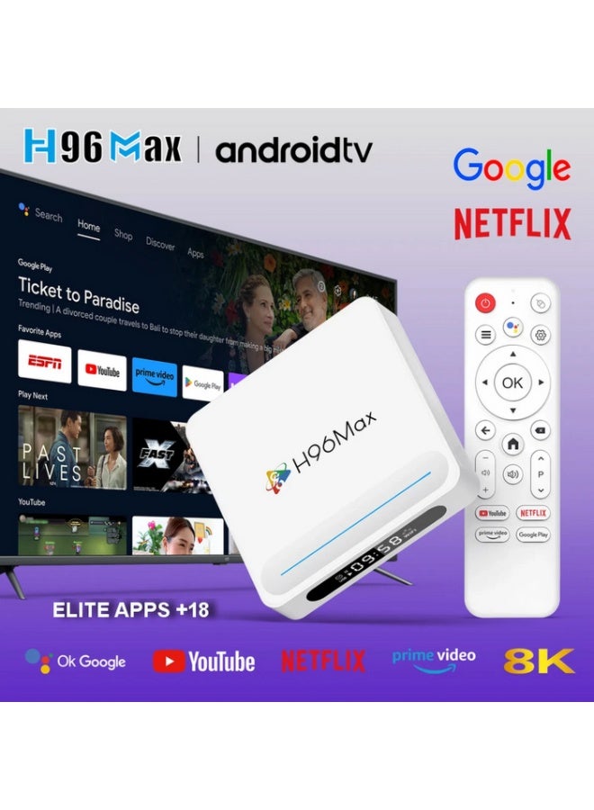 H96 Max Android TV Box 14.0, 4GB RAM 16GB ROM Android Box, 5G Dual WIFI BT5.4 WIFI6 8K Video Decoding 3D HDR Support, Ultra HD Voice Control Smart Home Player - Image 1