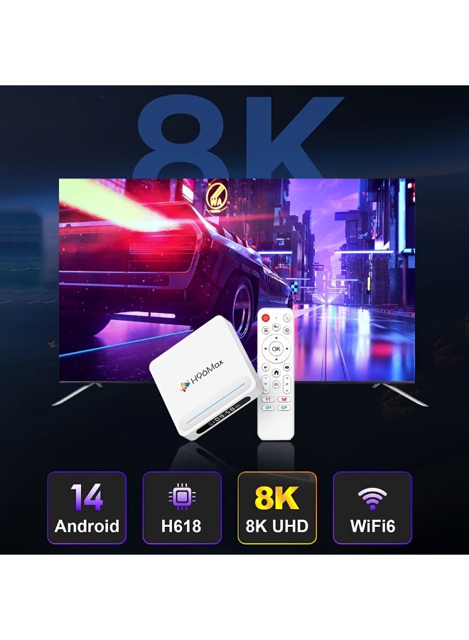 H96 Max Android TV Box 14.0, 4GB RAM 16GB ROM Android Box, 5G Dual WIFI BT5.4 WIFI6 8K Video Decoding 3D HDR Support, Ultra HD Voice Control Smart Home Player - Image 4