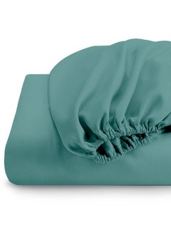 Rest Fitted Bedsheet 200X200+30Cm Breathable Plush Teal Fabric With Deep Pockets Machine Washable For Optimal Protection  - Image 1