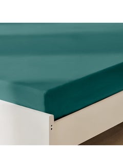 Rest Fitted Bedsheet 200X200+30Cm Breathable Plush Teal Fabric With Deep Pockets Machine Washable For Optimal Protection  - Image 2