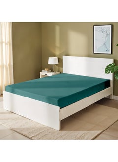 Rest Fitted Bedsheet 200X200+30Cm Breathable Plush Teal Fabric With Deep Pockets Machine Washable For Optimal Protection  - Image 3