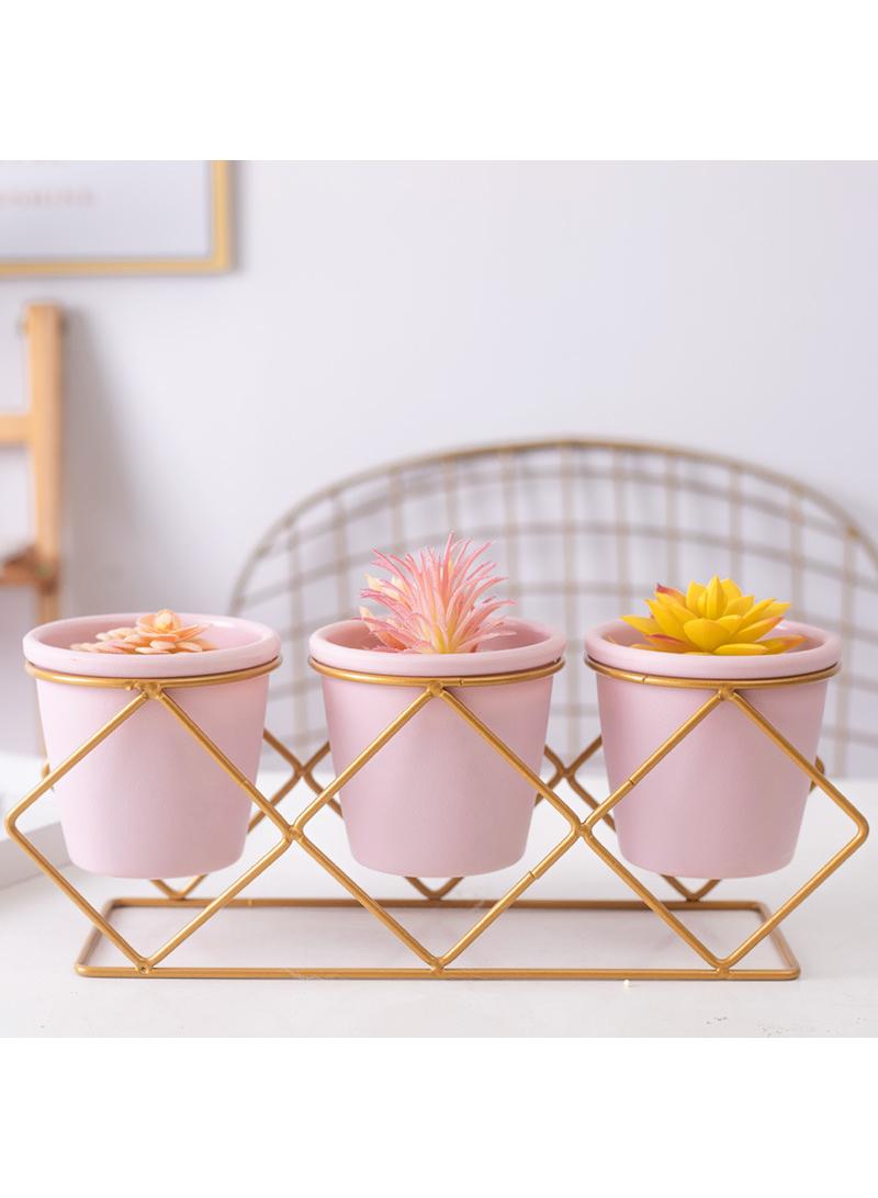 Bluejw وعاء زهور مفرغ من الميلامين مع حامل معدني - Image 3