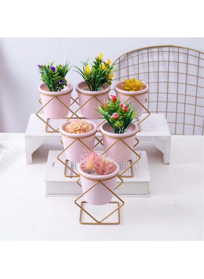 Bluejw وعاء زهور مفرغ من الميلامين مع حامل معدني - Image 4