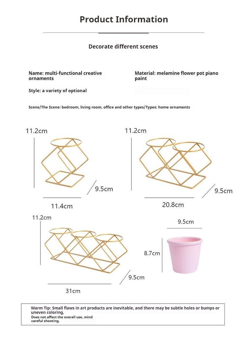 Bluejw وعاء زهور مفرغ من الميلامين مع حامل معدني - Image 2
