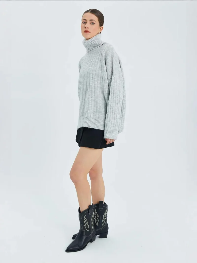 MixRay Mixray Oversize Ribbed Turtleneck Sweater