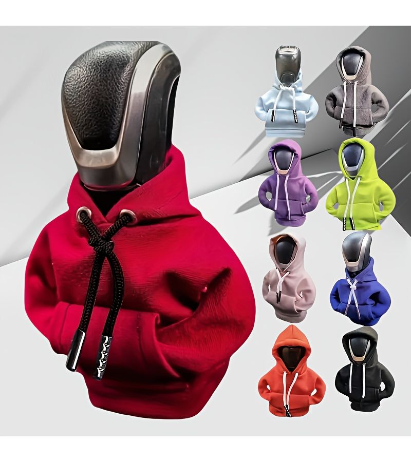 Red Hoodie Car Gear Shift Lever Cover Decorative Driver Charm for All Seasons - Image 1