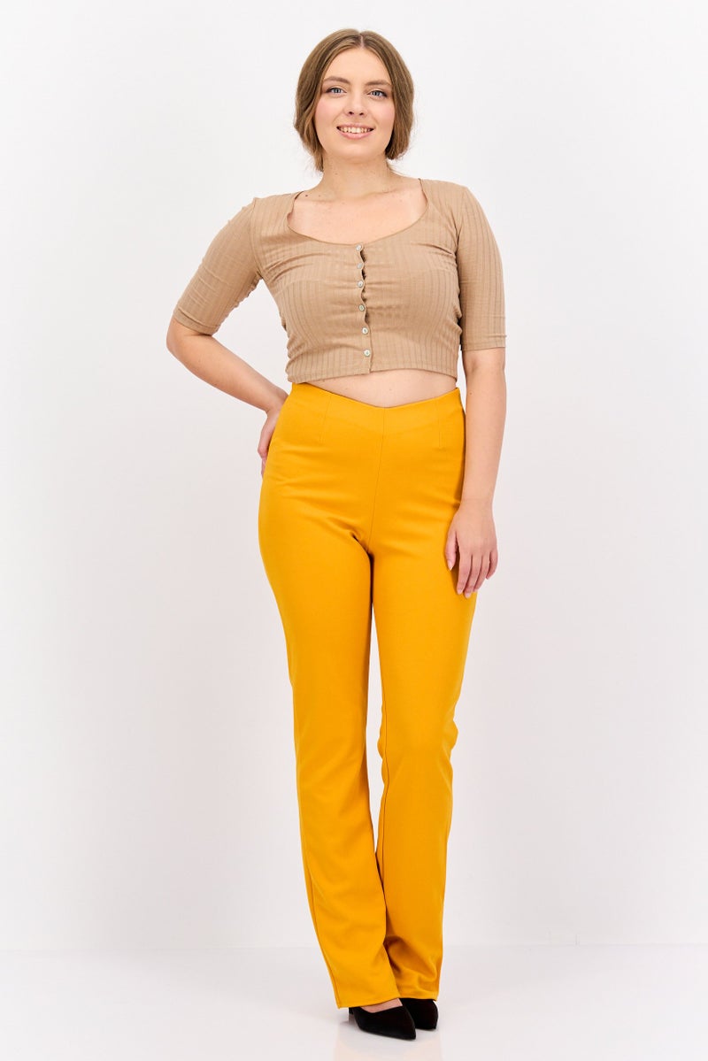 PUBLIC DESIRE Women Regular Fit Plain Straight Pants, Orange - Image 4