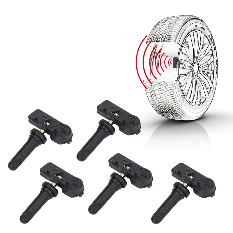 5Pack 56029398AB 433MHz Tire Pressure Monitoring System TPMS Sensor Compatible with Jeep Grand Cherokee Wrangler Dodge Charger Challenger Journey Chrysler Fiat Ram 1500 2500 3500 4500 5500