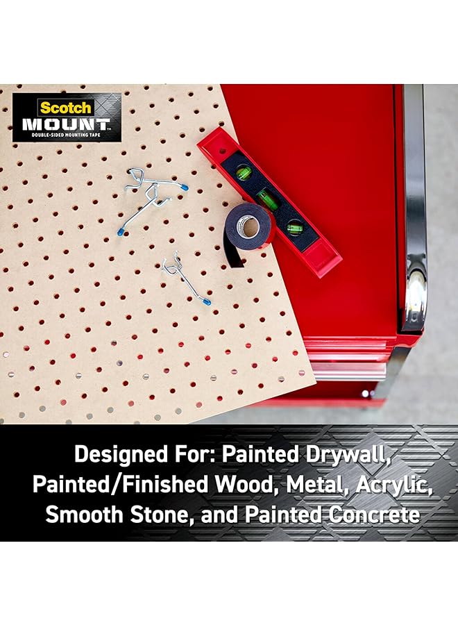 Scotch  Mount Extreme Tape Mega Roll 1 In X 400 In. 25.4Mm X 10.16M 1 Roll Pack 1.5 M Holds Up 13.6 Kg Black Color Higher Adhesion Multi Surface No Tools Double Sided Adhesive Tape - Image 4