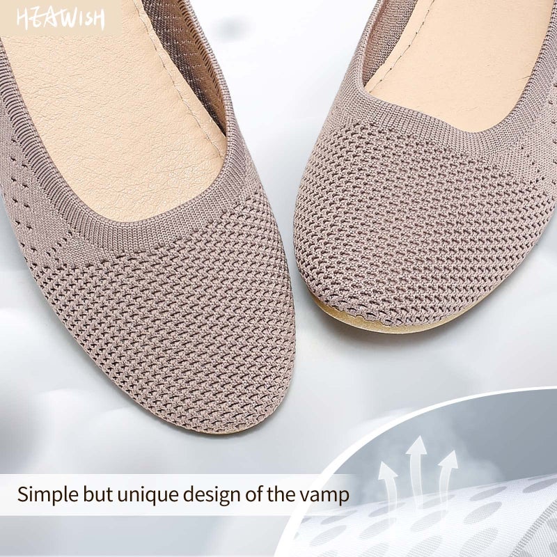 HEAWISH Comfortable Round Toe Flats Shoes Women, Slip On Ballet Flats for Women, Casual Women's Flats for Walking(Tan, US7) - Image 4