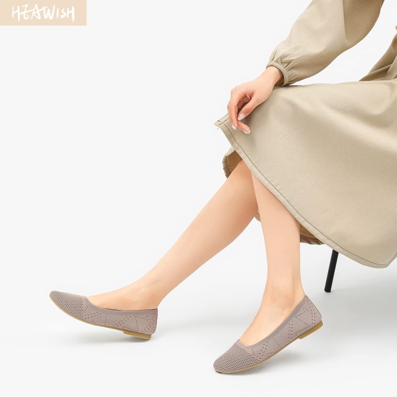 HEAWISH Comfortable Round Toe Flats Shoes Women, Slip On Ballet Flats for Women, Casual Women's Flats for Walking(Tan, US7) - Image 2