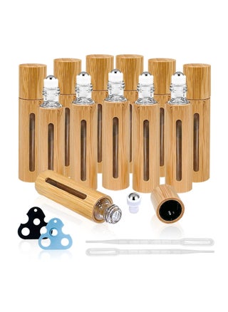 12Pcs 10ml Bamboo Roll on Bottles for Essential Oils, Refillable Perfume Sample Bottles With Stainless Steel Roller, Essential Oil Roller Bottles with 2Pcs 3ml Funnels and Random Color of 2Pcs Openers - pzsku/Z5C154E8C67A365DDB317Z/45/_/1679917189/ec3957ba-459c-47ab-9611-4b0249d36a51