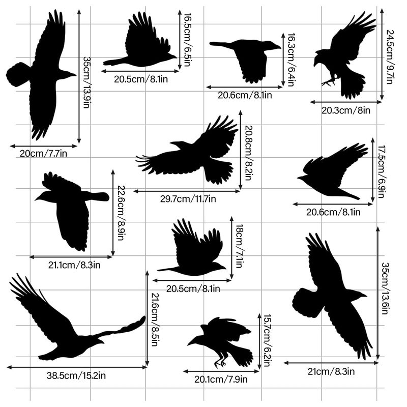 WOYINIS Removable Large Crow Wall Decals Black Raven Wall Stickers Peel & Stick Individual Raven Birds Set Living Room Bedroom Windows Decoration - Image 3