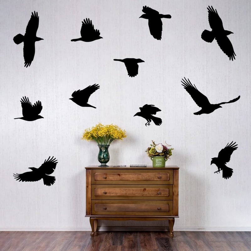 WOYINIS Removable Large Crow Wall Decals Black Raven Wall Stickers Peel & Stick Individual Raven Birds Set Living Room Bedroom Windows Decoration - Image 5