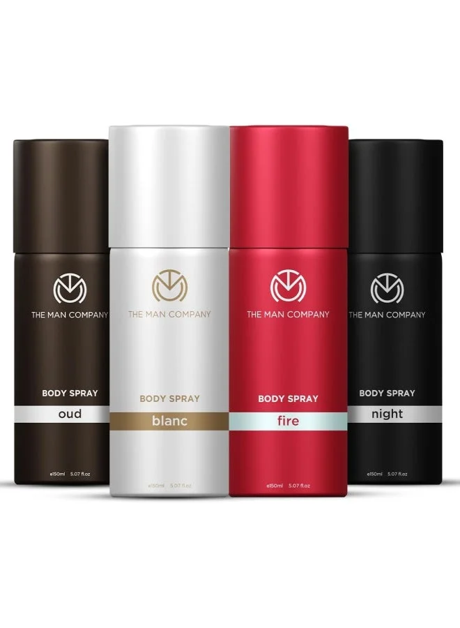 ذا مان كومباني مجموعة عطور بخاخ للجسم للرجال -  مل ×  | بلانك، فاير، نايت وعود | عطر فاخر يدوم طويلاً | للحفلات، الخروجات، المكتب والمواعيد