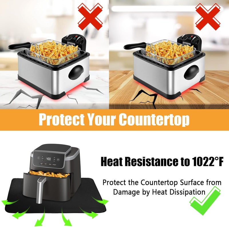 TOHONFOO Heat Resistant Mat for Countertop, 16x20in Hot Pads for Kitchen Counter Heat Protector, Fireproof Air Fryer and Deep Fryer Mat for Oven, Coffee Machine Compatible with Ninja, COSORI, Cuisinart, Black - Image 2