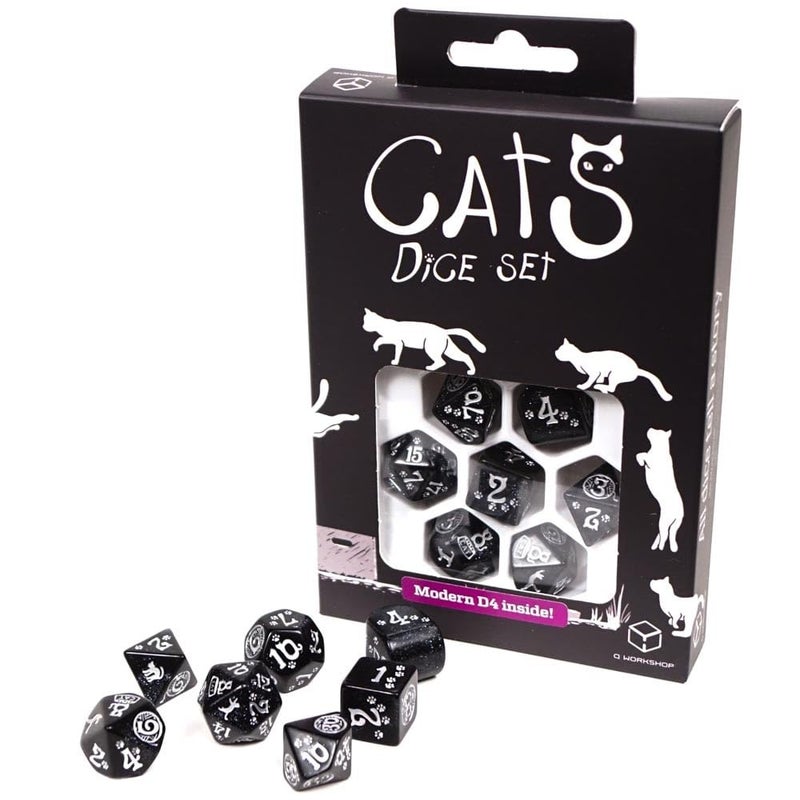 Q Workshop Cats Modern Dice Set Waffle - Image 1