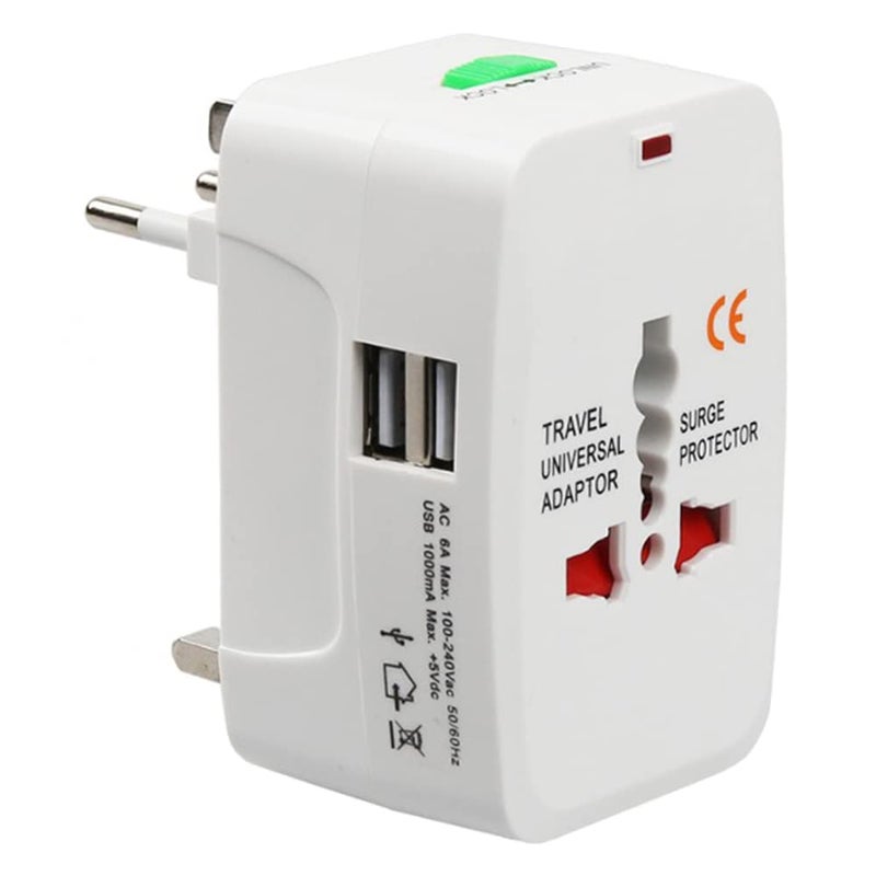 Gadget Hero's محول طاقة عالمي شامل من غادجيت هيروز مع منفذ USB مزدوج محول سفر عالمي مع واقي من زيادة التيار - Image 1