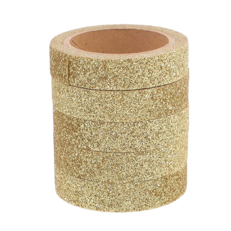 KICHOUSE 5 Rolls Glitter Washi Tape Set, Decorative Colorful Craft DIY Adhesive Tape for Scrapbooking, Planner, and Student Journal Decoration - Image 1