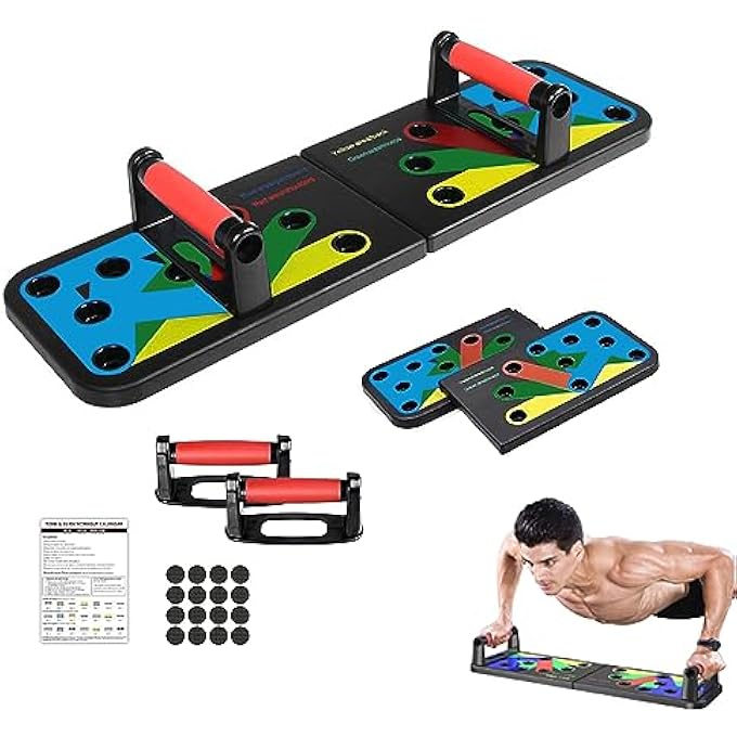 rayihni لوحة دفع، لوحة دفع ماكس، لوحة دفع ماكس عالية الجودة لبناء عضلات الصدر وحرق دهون الذراع، تمارين منزلية محمولة، كل شيء في واحد (هدية صالة الألعاب الرياضية المثالية) - Image 1